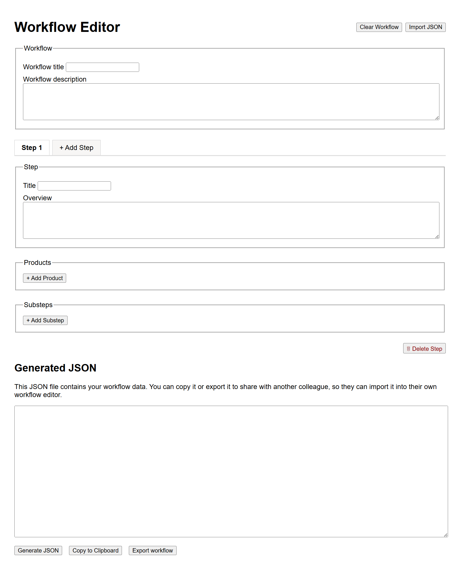 Workflow Editor interface